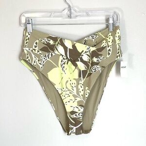 NWT Aerie Green High-Waisted Leaf Print Bikini Bottom